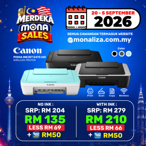 Canon Pixma Inkjet E470 Green White / Black&Grey AIO Wireless Printer FREE TNG RM50