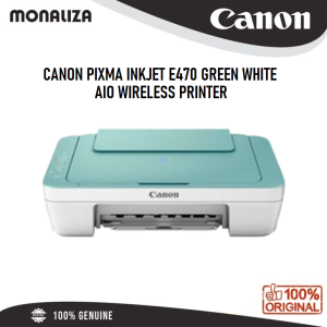 Canon Pixma Inkjet E470 Green White / Black&Grey AIO Wireless Printer