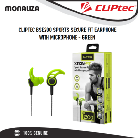 Cliptec BSE200 Sports Secure Fit Earphone With Microphone - Green