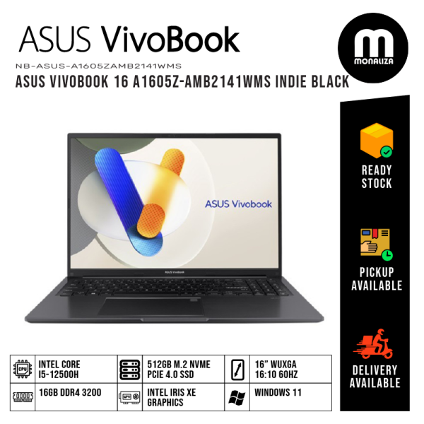 Asus Vivobook 16 Laptop (A1605Z-AMB2141WMS) INTEL CORE I5-12500H INTEL IRIS XE GRAPHICS