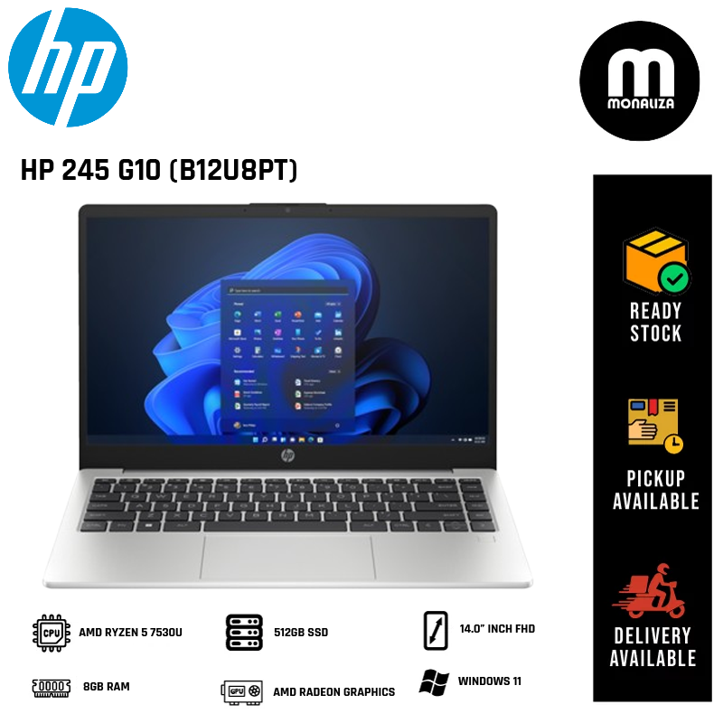 HP Laptop 245 G10 (B12U8PT) AMD RYZEN 7530U AMD RADEON GRAPHICS