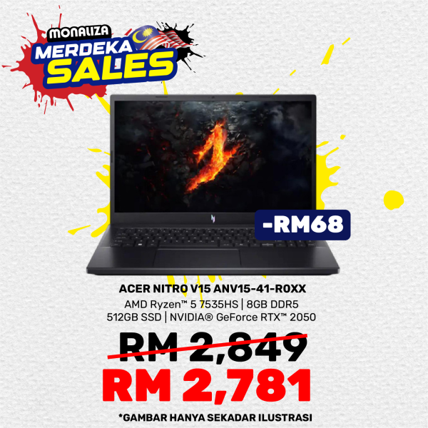 Acer Nitro Gaming Laptop (V15 ANV15-41-R0XX) AMD RYZEN 5 7536HS NVIDIA GEFORCE RTX 2050