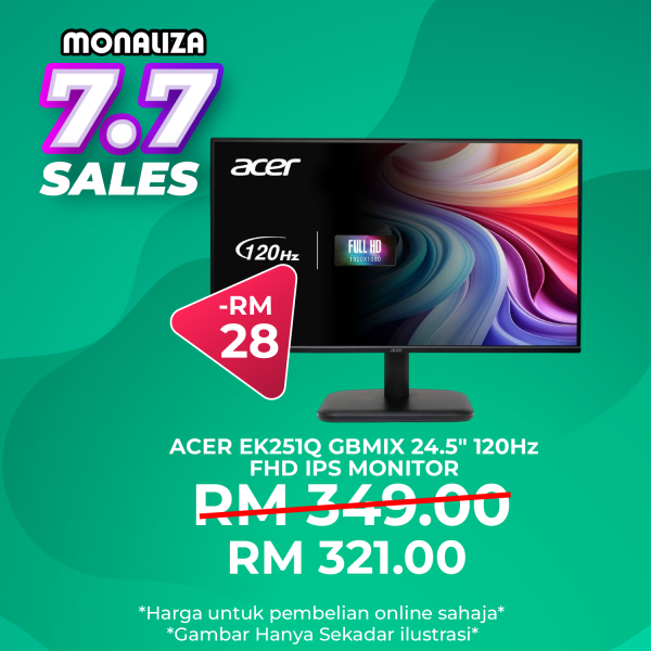 Acer Monitor EK251Q GBMIX 24.5" Inch FHD IPS 120HZ