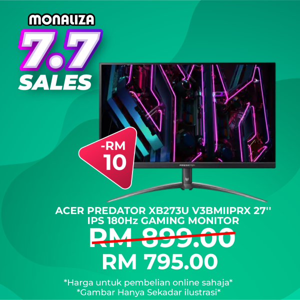 Acer Predator Gaming Monitor XB273U V3BMIIPRX 27'' IPS 180Hz
