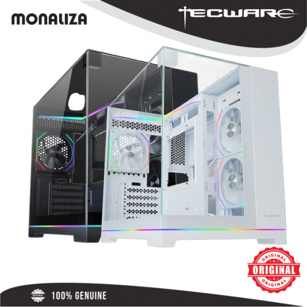 Tecware VX Prism M TG MATX Case W/3 ARGB Fans - Black/White