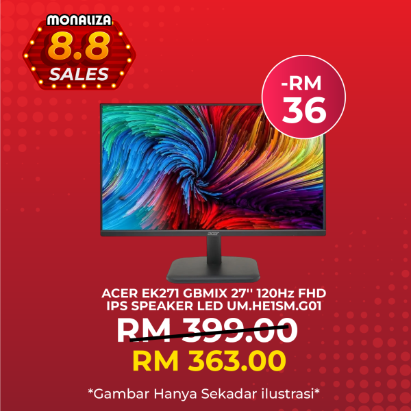 Acer Monitor EK271 GBMIX 27" Inch FHD IPS 120HZ