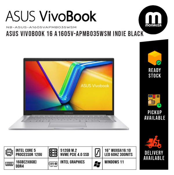 Asus Vivobook 16 Laptop (A1605V-APMB035WSM) INTEL CORE 5 120U INTEL GRAPHICS