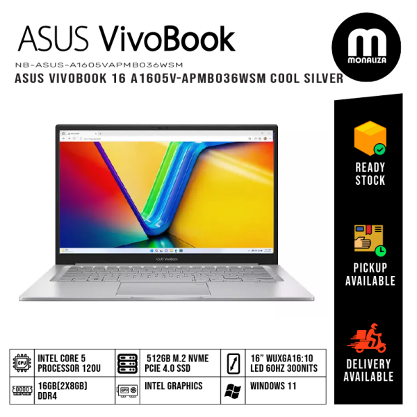 Asus Vivobook 16 Laptop (A1605V-APMB036WSM) INTEL CORE 120U INTEL GRAPHICS