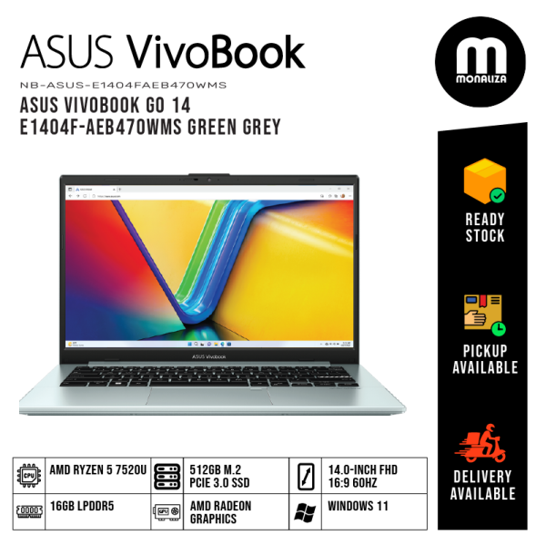 Asus Vivobook GO 14 Laptop (E1404F-AEB470WMS) AMD RYZEN 5 7520U AMD RADEON GRAPHICS