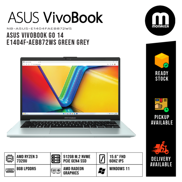 Asus Vivobook GO 14 Laptop (E1404F-AEB872WS) AMD RYZEN 3 7320U AMD RADEON GRAPHICS