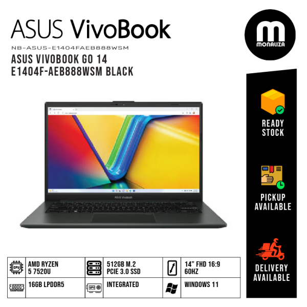 Asus Vivobook GO 14 Laptop (E1404F-AEB888WSM) AMD RYZEN 5 7520U AMD RADEON GRAPHICS