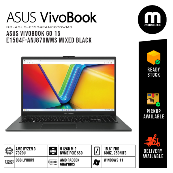 Asus Vivobook GO 15 Laptop (E1504F-ANJ870WMS) AMD RYZEN 3 7320U AMD RADEON GRAPHICS