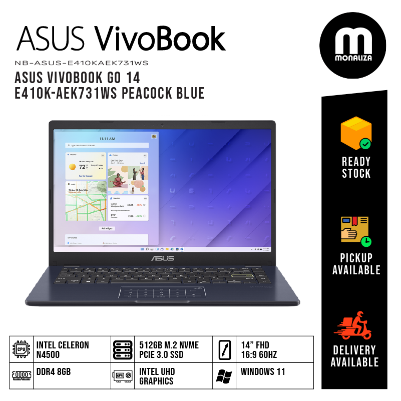 Asus Vivobook GO 14 Laptop (E410K-AEK731WS) INTEL CELERON N4500 INTEL UHD  GRAPHICS