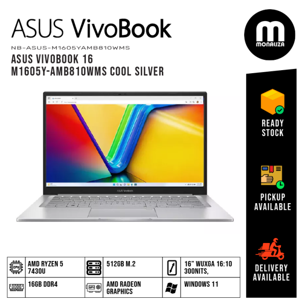 Asus Vivobook 16 Laptop (M1605Y-AMB810WMS) AMD RYZEN 5 7430U AMD RADEON GRAPHICS