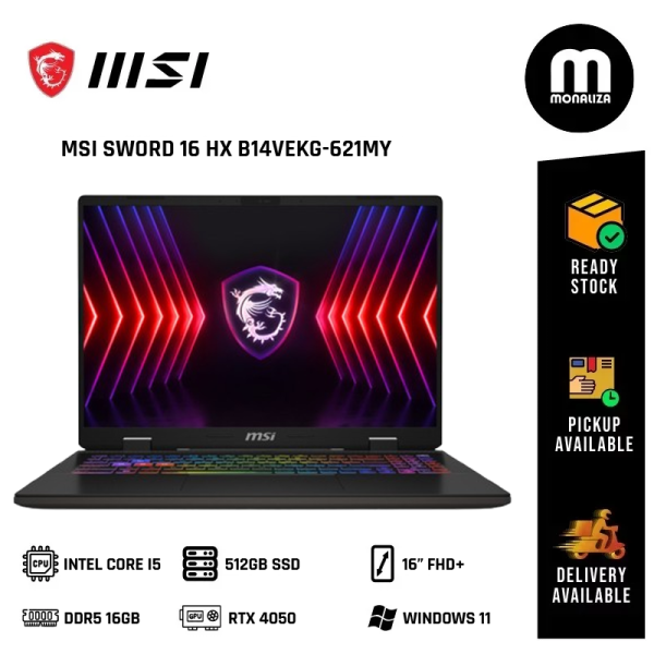 MSI SWORD 16 HX Gaming Laptop (B14VEKG-621MY) INTEL CORE I5 14450HX NVIDIA GEFORCE RTX 4050