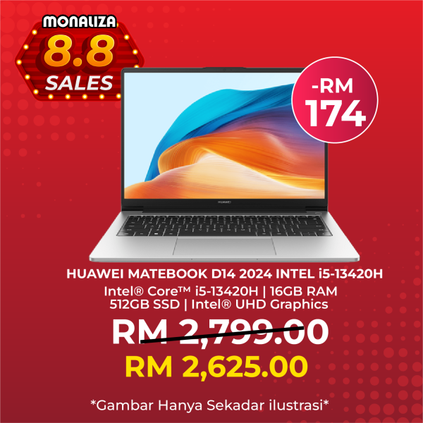 Huawei Matebook D14 2024 Laptop (53014BBY) I5-13420H INTEL UHD GRAPHICS