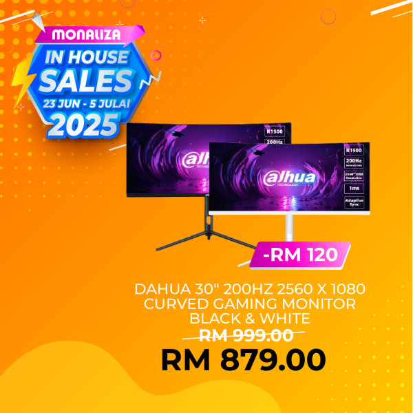 Dahua Curved Gaming Monitor E330CA 30" Inch WFHD VA 200HZ - Black/White