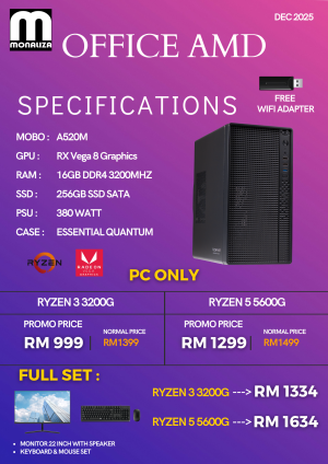 (Ryzen 3 3200G / Ryzen 5 5600G | RX Vega 8 Graphics | 16GB RAM | 256GB SSD)