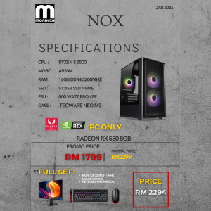 NOX PACKAGE (Ryzen 5 5500 | Radeon RX 580 8GB | 16GB RAM | 512GB SSD)