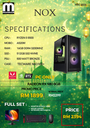 NOX PACKAGE (Ryzen 5 5500 | Radeon RX 580 8GB | 16GB RAM | 512GB SSD)