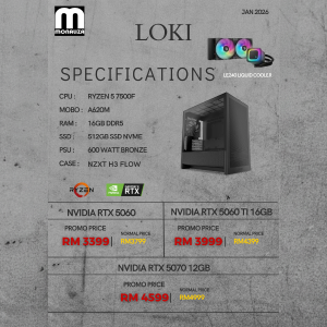 LOKI PACKAGE (Ryzen 5 7500F | NVIDIA RTX 5060 / 5060 TI 8GB / 5060 TI 16GB | 16GB RAM | 512GB SSD)