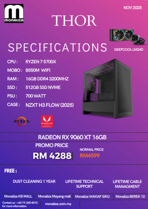 THOR PACKAGE | AMD Ryzen 7 5700X | Radeon RX 9060 XT 16GB | 16GB RAM | 512GB SSD