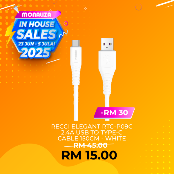 Recci Elegant RTC-P09C 2.4A Usb To Type-c Cable 150CM - White