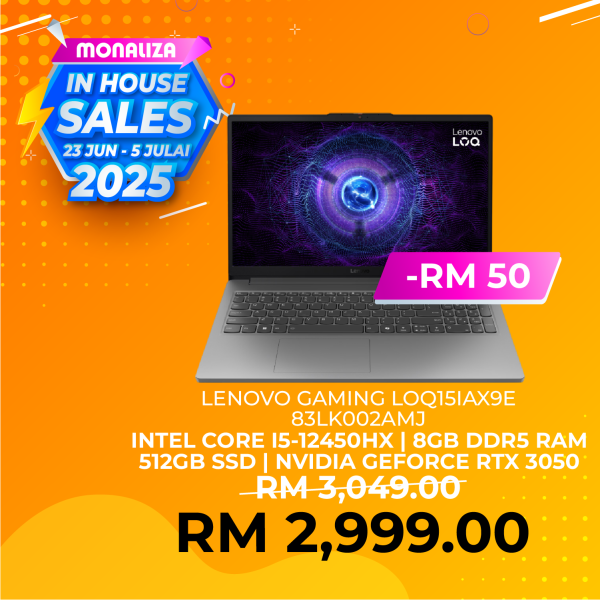 Lenovo Gaming Laptop Loq 15IAX9E 83LK002AMJ 15.6'' FHD 144Hz Luna Grey