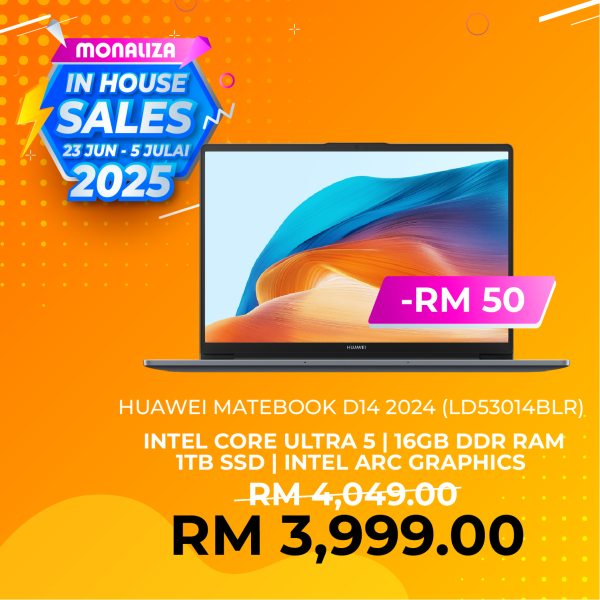 Huawei MateBook D14 2024 Laptop | Intel EVO Core Ultra 5 / Intel EVO Core Ultra 7