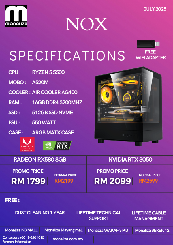 NOX PACKAGE AMD (Ryzen 5 5500 | RX Vega Graphics | 16GB RAM | 512GB SSD)