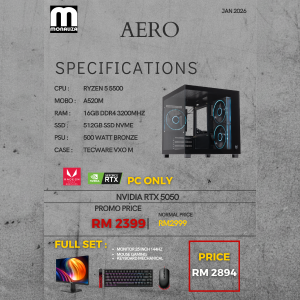 AERO PACKAGE AMD (Ryzen 5 5500 | NVIDIA RTX 5050 | 16GB RAM | 512GB SSD)