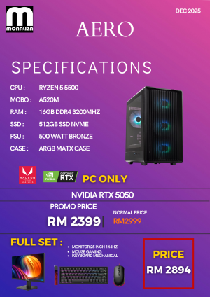 AERO PACKAGE AMD (Ryzen 5 5500 | NVIDIA RTX 5050 | 16GB RAM | 512GB SSD)