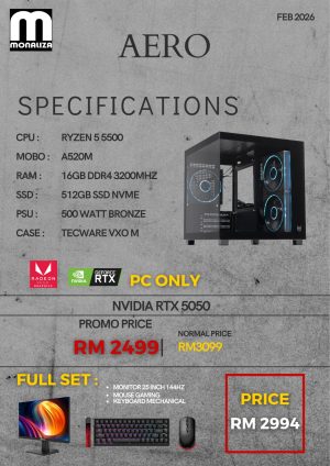 AERO PACKAGE AMD (Ryzen 5 5500 | NVIDIA RTX 5050 | 16GB RAM | 512GB SSD)