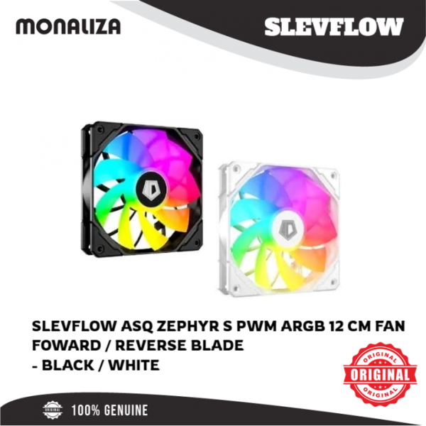 Slevflow Asq ZephyrS Pwm Argb 12 Cm Fan Reverse Blade / Foward - Black / White