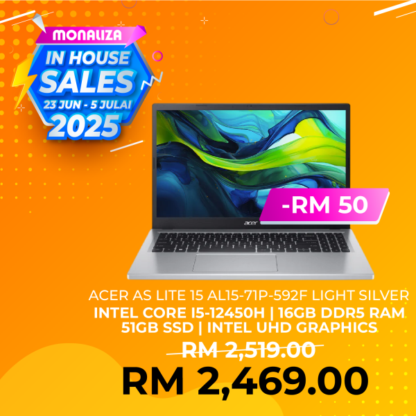 Acer Laptop As Lite 15 AL15-71P-592F Light Silver