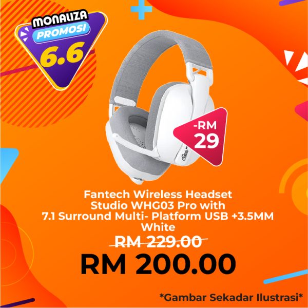 Fantech Wireless Headset Studio WHG03 Pro with 7.1 Surround Multi- Platform USB +3.5MM