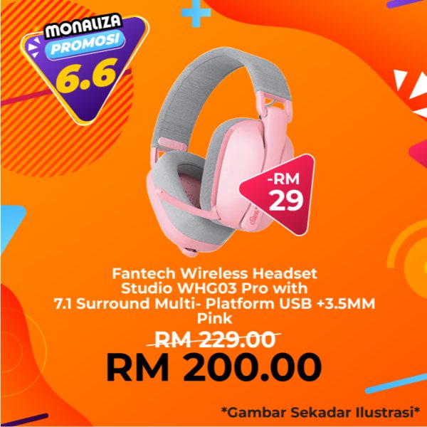 Fantech Wireless Headset Studio WHG03 Pro with 7.1 Surround Multi- Platform USB +3.5MM - Image 2