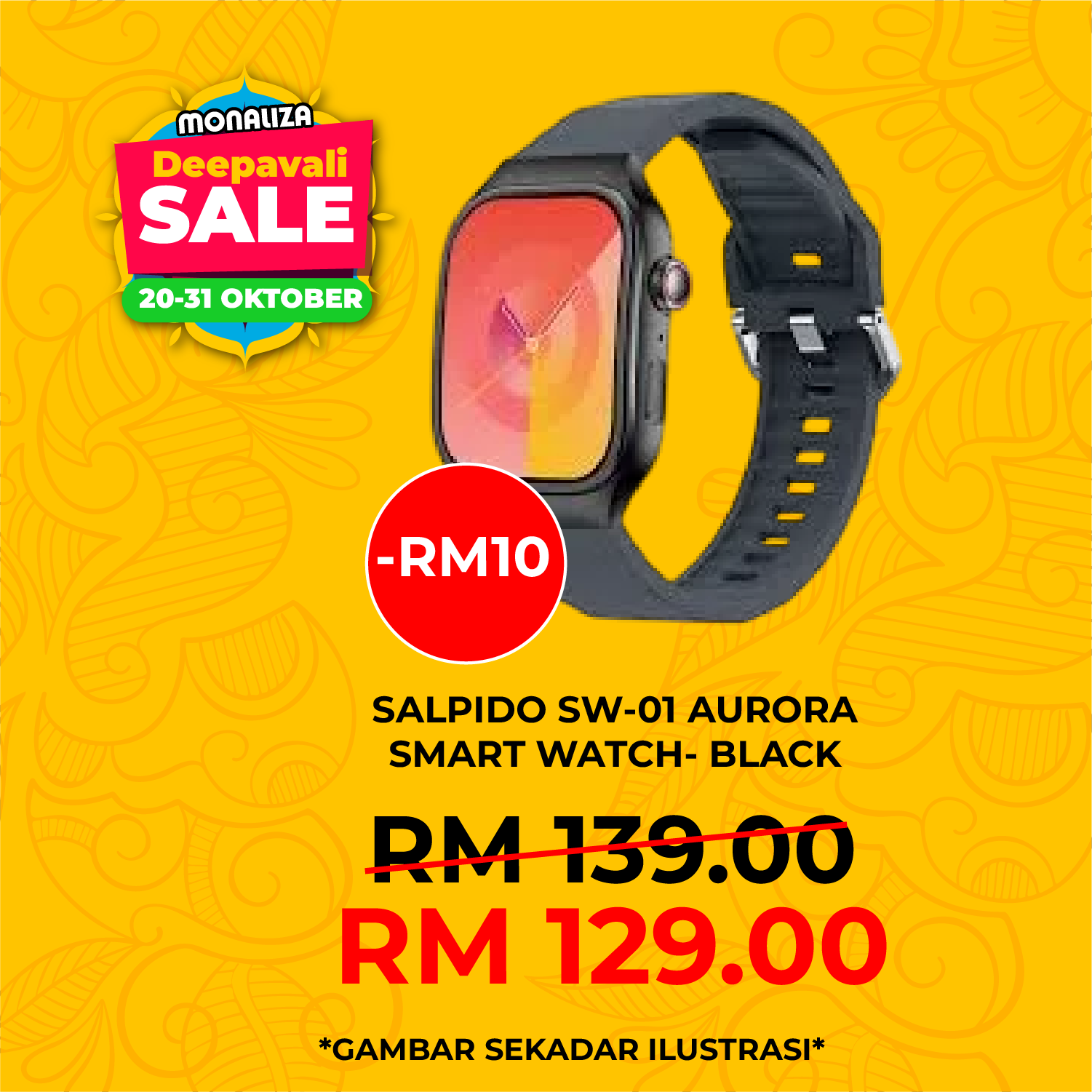 SALPIDO SW-01 Aurora Smart Watch - Black