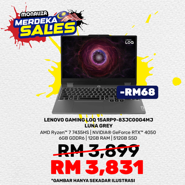Lenovo LOQ 15ARP9 83JC00G4MJ 15.6'' FHD 144Hz Gaming Laptop Luna Grey