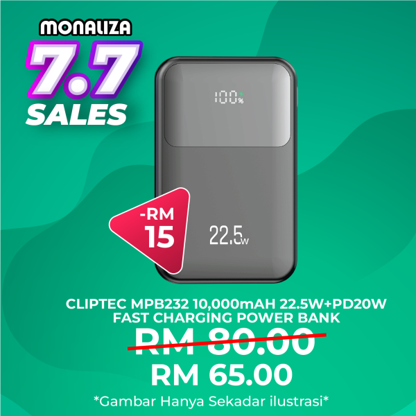 Cliptec MPB232 10,000mAh 22.5W + PD20W Fast Charging Power Bank