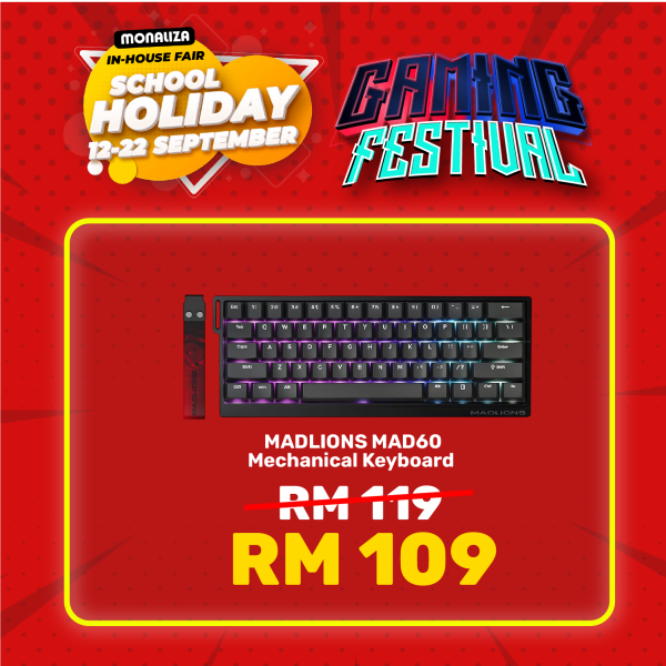MADLIONS MAD60HE Basic V2 Magnetic Keyboard – Black/White - Magnetic Amber