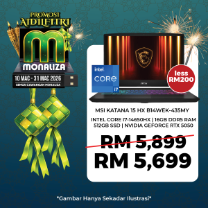 MSI Katana Laptop Gaming (15 HX B14WEK-435MY) Intel Core I7 14650HX | Nvidia GeForce RTX 5050