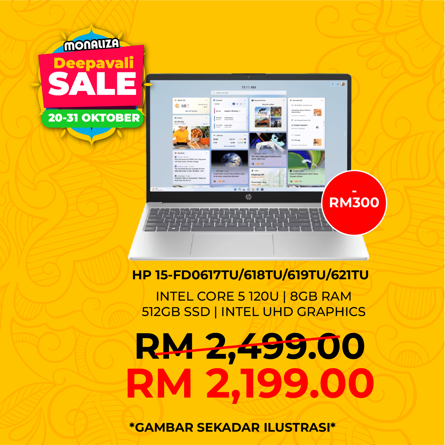 HP Laptop (15-FD0617TU/FD0618TU/FD0619TU/FD0621TU) Intel Core i5-120U | Intel UHD Graphics