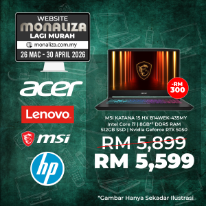 MSI Katana Laptop Gaming (15 HX B14WEK-435MY) Intel Core I7 14650HX | Nvidia GeForce RTX 5050