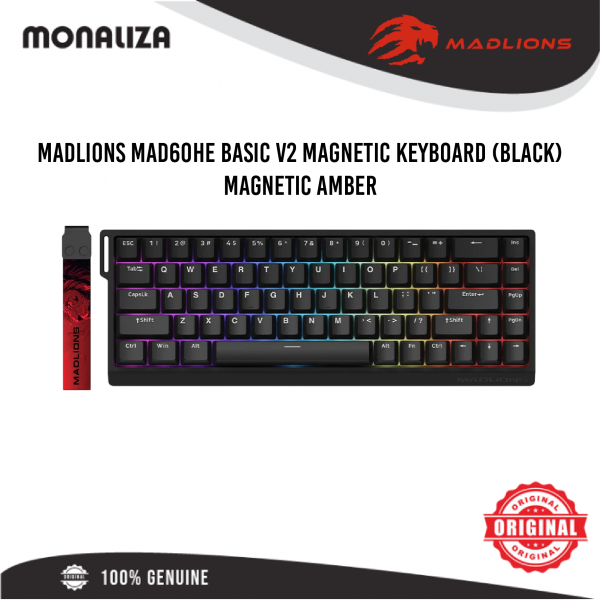 MADLIONS MAD60HE Basic V2 Magnetic Keyboard – Black/White - Magnetic Amber - Image 2