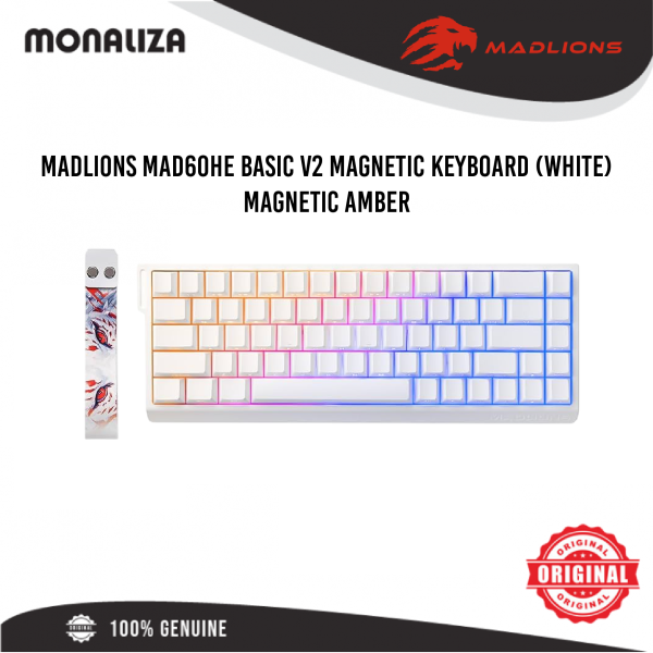 MADLIONS MAD60HE Basic V2 Magnetic Keyboard – Black/White - Magnetic Amber