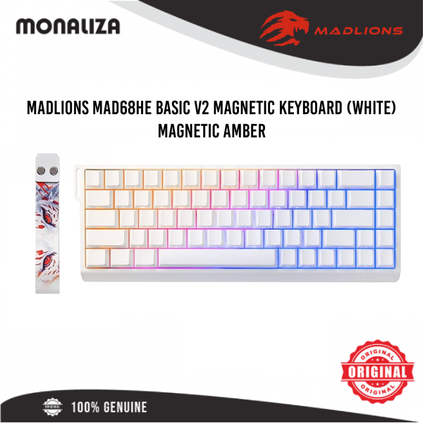 MADLIONS MAD68HE Basic V2 Magnetic Keyboard – Black/White - Magnetic Amber - Image 2