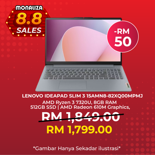 Lenovo Laptop IdeaPad Slim 3 15AMN8 82XQ00MPMJ 15.6" FHD