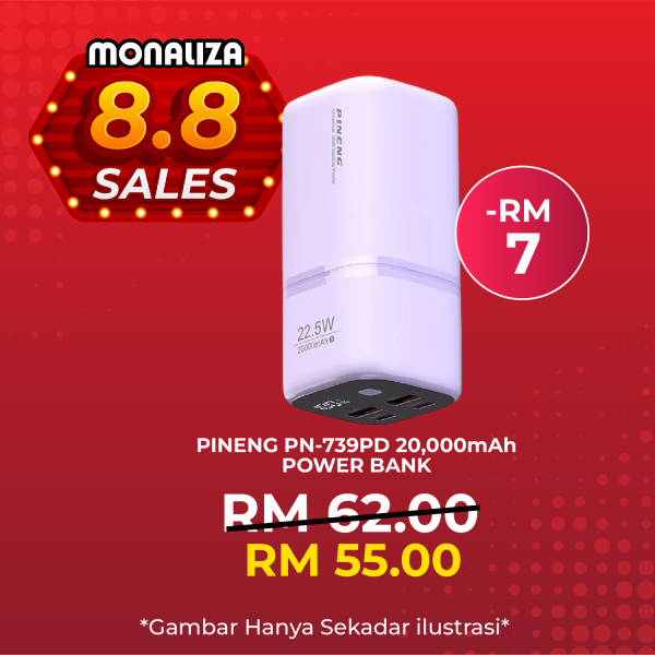 PINENG PN-739PD 20,000mAh Power Bank – Fast Charging 22.5W