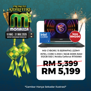 MSI Cyborg Laptop Gaming (15 B2RWFKG-223MY) Intel Core 5 210H | Nvidia Geforce RTX 5060